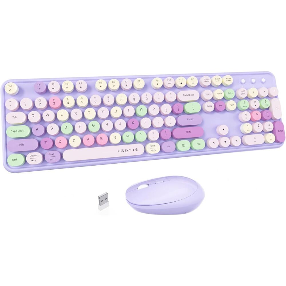 UBOTIE Purple-Colorful Wireless Keyboard and Mouse Combo